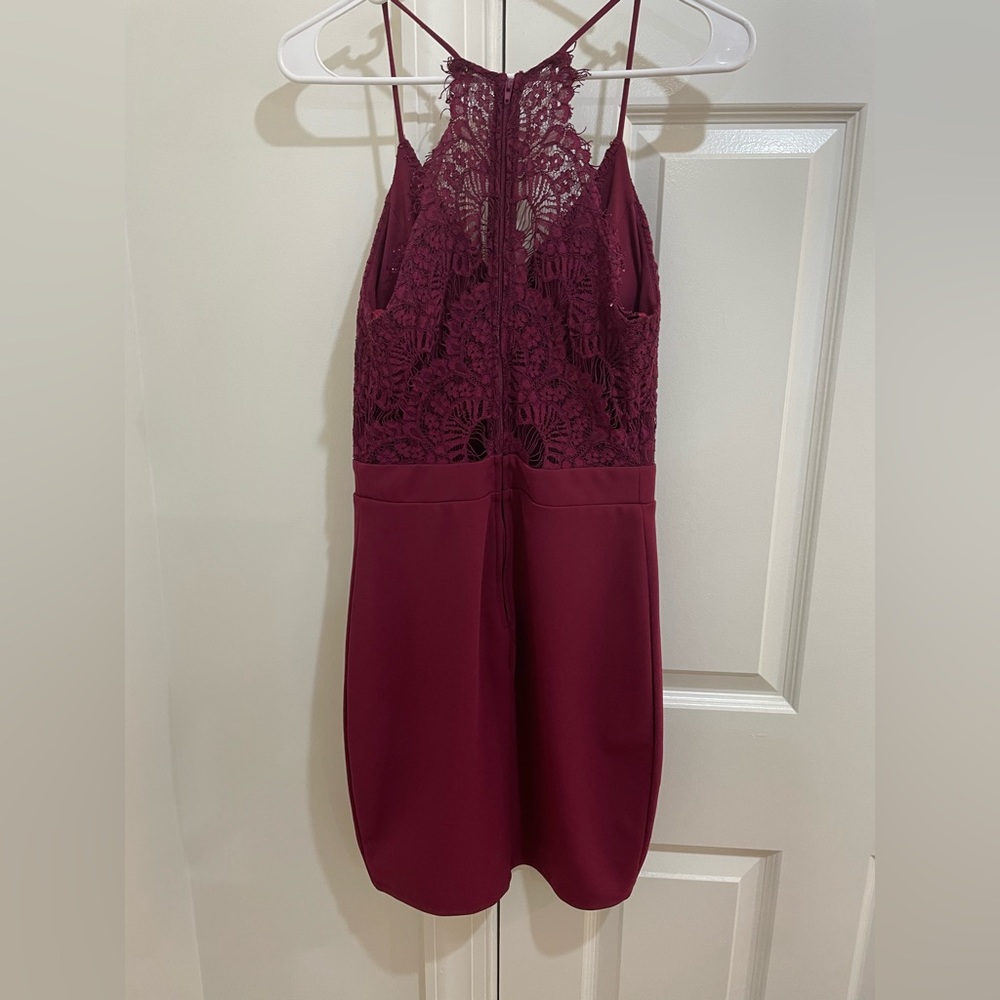 City Studio Women’s Lace Too Bodycon Maroon Dress